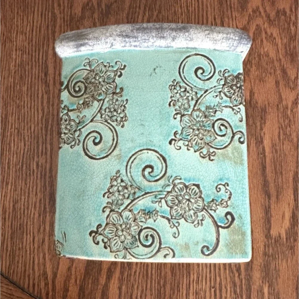Vase Orchard flower Distressed Turquoise Planter Farmhouse Home Garden Decor